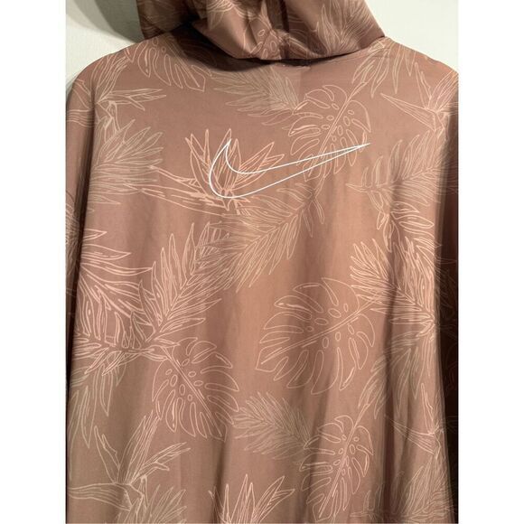 Nike Brown Tan White Pro Cover Up Mesh Sheer Pullover Hoodie Size Medium - Picture 4 of 8